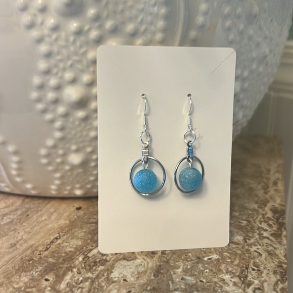 Blue Sea Glass Bead Earrings-NWT - Picture 2 of 11